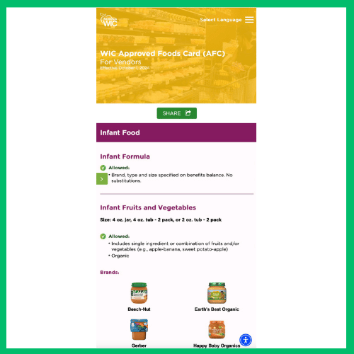 Image of Indiana Approved Foods Card